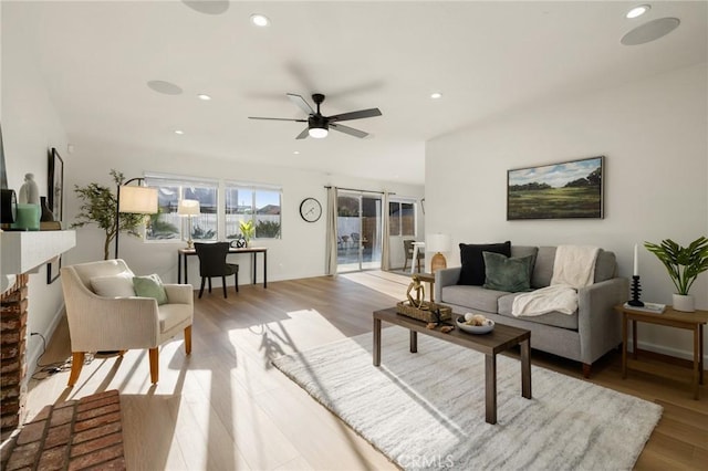 754 Manecita Cir, Perris, CA 92571 - living area with recessed lighting, a ceiling fan, and light wood finished floors