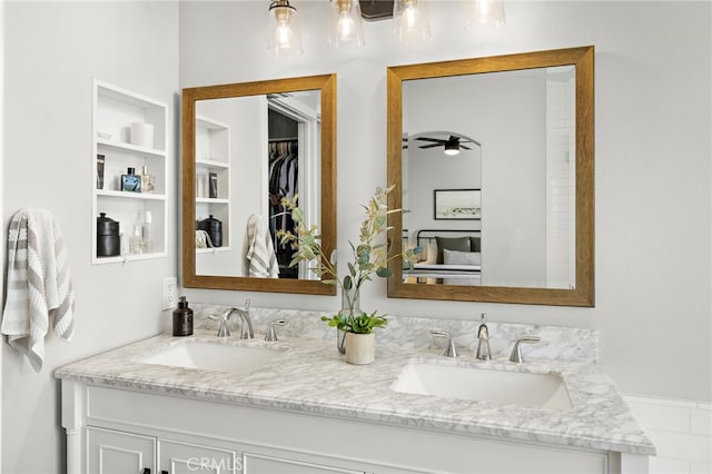 42 Beech Dr, Aliso Viejo, CA 92656 - full bath featuring double vanity and a ceiling fan