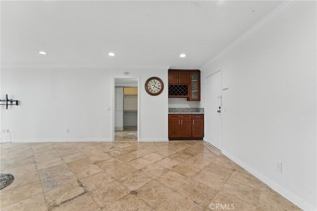 500 Jackson Pl Unit 118, Glendale, CA 91206 - unfurnished living room with ornamental molding and recessed lighting
