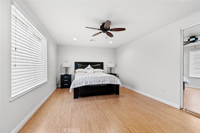 20623 Russ Jay St, Saugus, CA 91350 - bedroom with light wood finished floors, ceiling fan, and recessed lighting