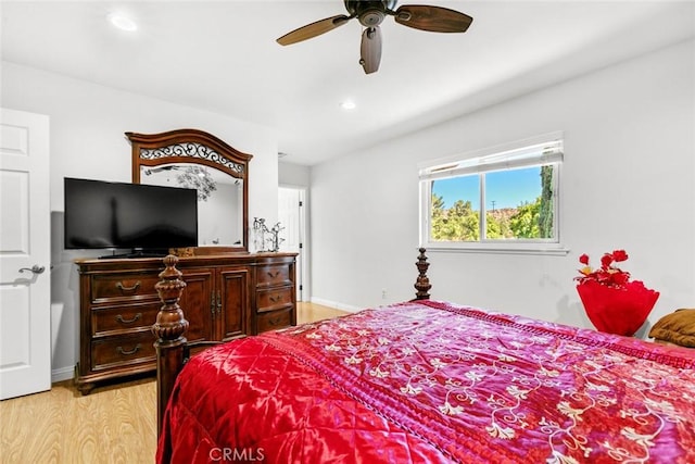 20623 Russ Jay St, Saugus, CA 91350 - bedroom with light wood-type flooring, recessed lighting, and a ceiling fan