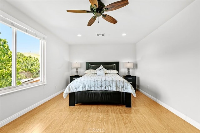20623 Russ Jay St, Saugus, CA 91350 - bedroom featuring light wood-style flooring, recessed lighting, and a ceiling fan