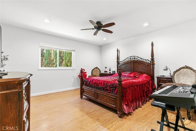 20623 Russ Jay St, Saugus, CA 91350 - bedroom featuring light wood-style floors, recessed lighting, and ceiling fan