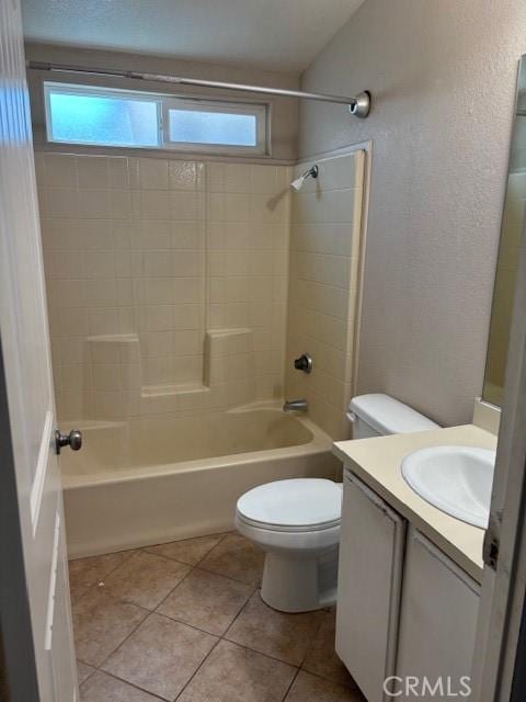 10412 Comstock Rd, Corona, CA 92883 - full bathroom with vanity, shower / bath combination, tile patterned floors, and a textured wall