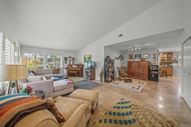 151 Camino Vista Real, Chula Vista, CA 91910 - living area featuring light tile patterned floors and high vaulted ceiling