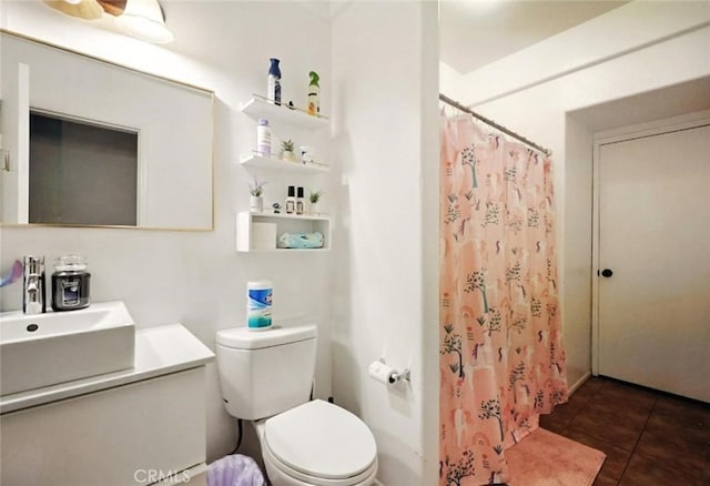 25780 Jumano Dr, Moreno Valley, CA 92551 - bathroom featuring vanity, tile patterned floors, and curtained shower