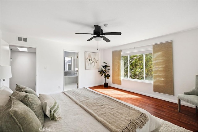 312 N Francisca Ave Unit 1, Redondo Beach, CA 90277 - bedroom featuring wood finished floors, connected bathroom, and a ceiling fan
