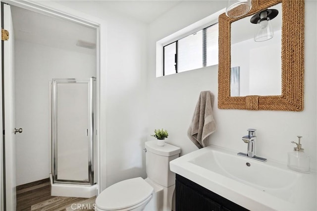 312 N Francisca Ave Unit 1, Redondo Beach, CA 90277 - full bathroom featuring a stall shower, vanity, and wood finished floors