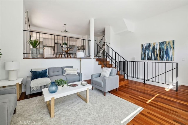 312 N Francisca Ave Unit 1, Redondo Beach, CA 90277 - living area with wood finished floors and stairs