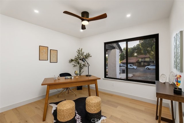 6032 Sun Knoll Cir, Yorba Linda, CA 92886 - office space with wood finished floors, a ceiling fan, and recessed lighting