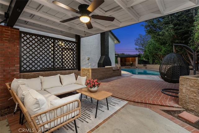 6032 Sun Knoll Cir, Yorba Linda, CA 92886 - view of patio / terrace featuring an outdoor hangout area and a ceiling fan