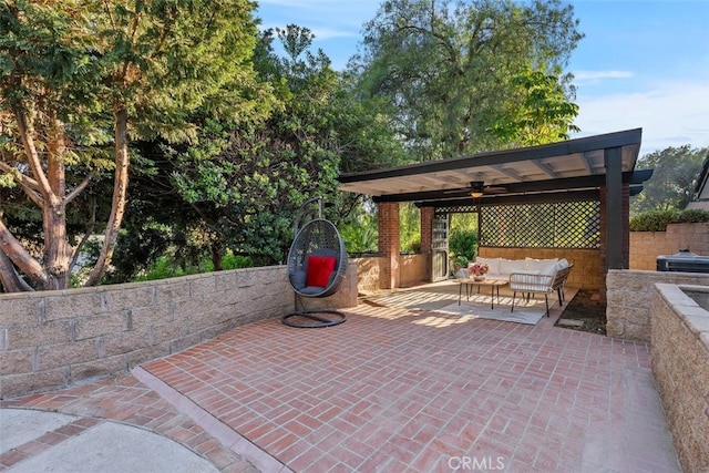 6032 Sun Knoll Cir, Yorba Linda, CA 92886 - view of patio / terrace featuring outdoor lounge area and a ceiling fan