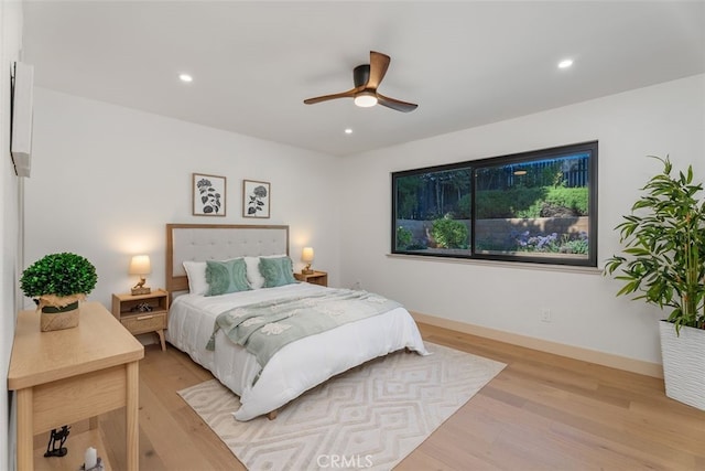 6032 Sun Knoll Cir, Yorba Linda, CA 92886 - bedroom with light wood finished floors, recessed lighting, and a ceiling fan