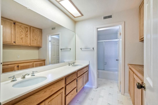 2053 Sequoia St, San Marcos, CA 92078 - full bath featuring double vanity and shower / bath combination with glass door