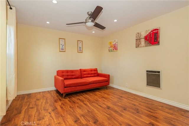 3 Albany Unit 61, Irvine, CA 92604 - sitting room featuring heating unit, recessed lighting, wood finished floors, and a ceiling fan