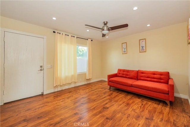 3 Albany Unit 61, Irvine, CA 92604 - living room with wood finished floors, ceiling fan, and recessed lighting