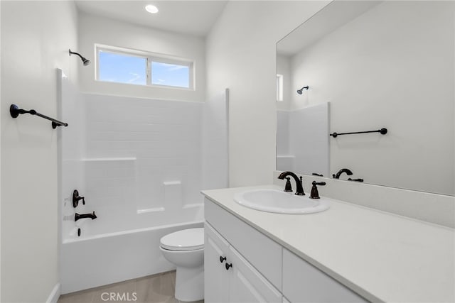 7408 Desert Sky Dr, Yucca Valley, CA 92284 - full bathroom featuring vanity, washtub / shower combination, and recessed lighting
