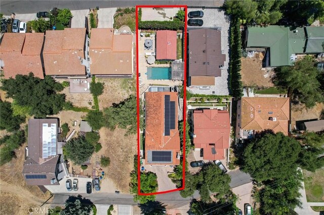 3532 Mesquite Dr, Calabasas, CA 91302 - aerial view of property and surrounding area featuring nearby suburban area and property boundaries highlighted