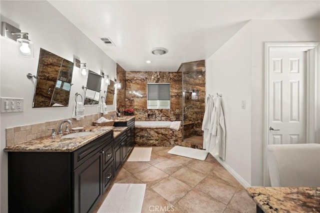 3532 Mesquite Dr, Calabasas, CA 91302 - bathroom featuring vanity, a garden tub, and a stall shower