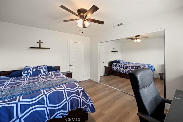 3532 Mesquite Dr, Calabasas, CA 91302 - bedroom featuring wood finished floors, ceiling fan, and a closet
