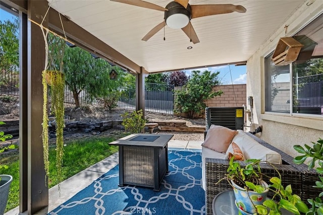 23317 Badger Creek Ln, Menifee, CA 92587 - view of patio / terrace featuring ceiling fan