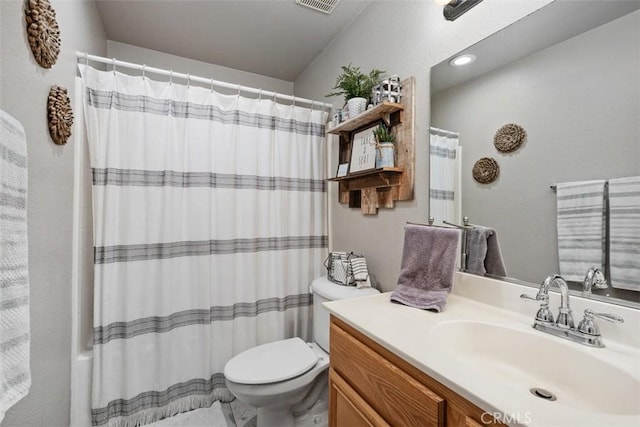 23317 Badger Creek Ln, Menifee, CA 92587 - full bathroom with vanity and shower / bath combo with shower curtain