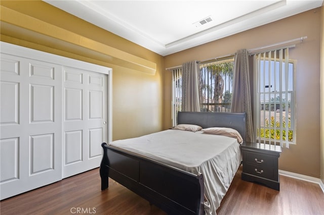 2802 Silver Shore Ln, Bakersfield, CA 93313 - bedroom featuring dark wood-style flooring and a closet