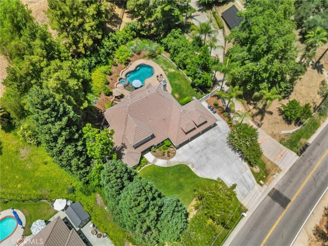 1624 Alessandro Rd, Redlands, CA 92373 - drone / aerial view of a pool