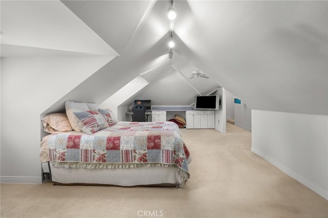 1624 Alessandro Rd, Redlands, CA 92373 - bedroom featuring carpet flooring, lofted ceiling, and rail lighting
