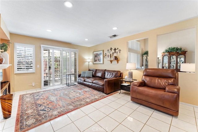 861 Shade Tree Way, Corona, CA 92878 - living room featuring light tile patterned floors and recessed lighting