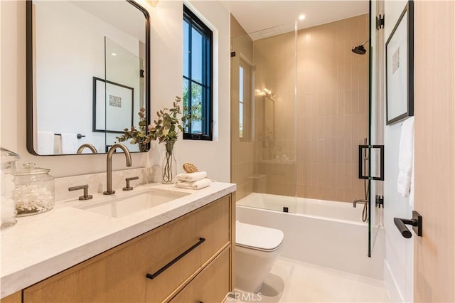 16711 Moorpark St, Encino, CA 91436 - full bath with vanity, shower / washtub combination, and recessed lighting