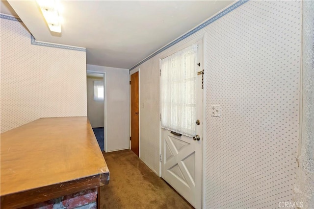 8356 Duarte Rd, San Gabriel, CA 91775 - corridor with carpet and wallpapered walls