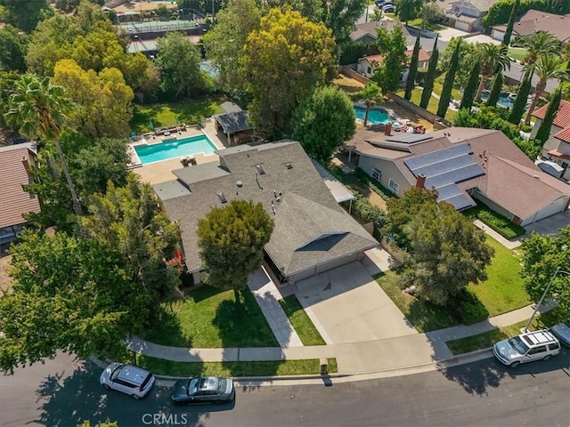 10624 Nevada Ave, Chatsworth, CA 91311 - aerial perspective of suburban area featuring a pool area