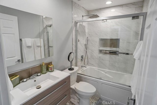 10624 Nevada Ave, Chatsworth, CA 91311 - full bath featuring vanity, combined bath / shower with glass door, and recessed lighting