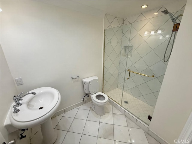 11737 Lois Ct, Granada Hills, CA 91344 - bathroom featuring a stall shower and tile patterned floors