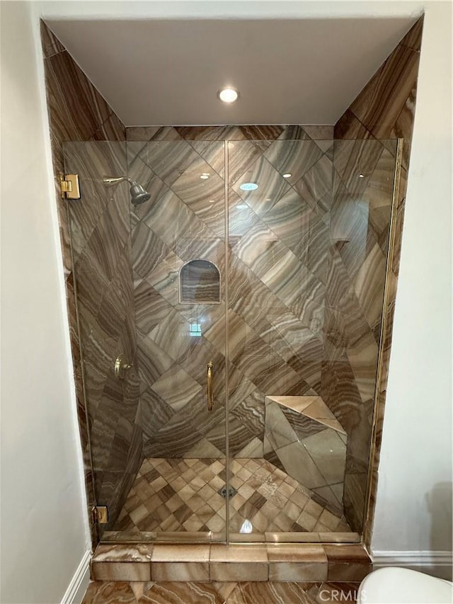 11737 Lois Ct, Granada Hills, CA 91344 - bathroom featuring a shower stall and recessed lighting