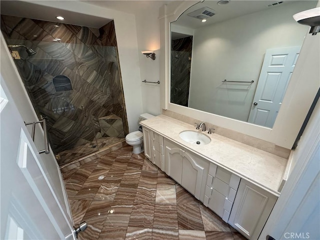 11737 Lois Ct, Granada Hills, CA 91344 - bathroom with a shower stall, vanity, and marble finish floors