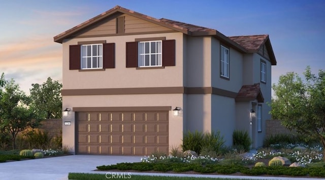 32739 Crystal Cove Ct, Winchester, CA 92596 - view of front of property with a garage, stucco siding, and driveway