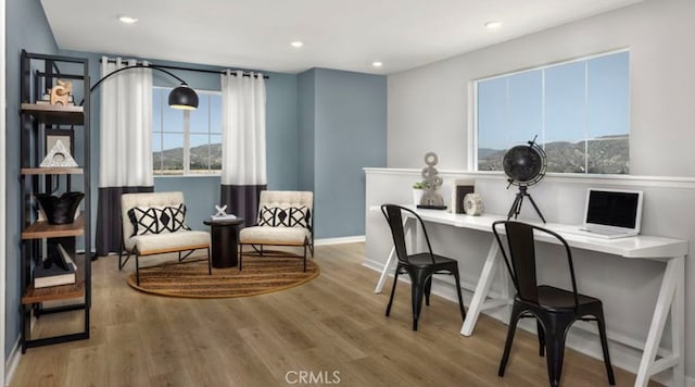 32739 Crystal Cove Ct, Winchester, CA 92596 - office space with wood finished floors, recessed lighting, and a mountain view