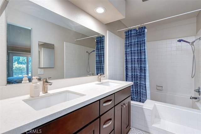 2580 Crown Way, Fullerton, CA 92833 - bathroom featuring tiled shower / bath, double vanity, and ensuite bath