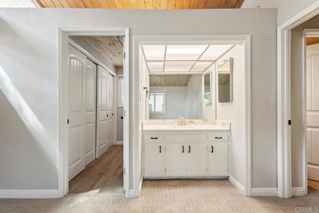 8438 Valley View Trl, Pine Valley, CA 91962 - bathroom with wooden ceiling and vanity