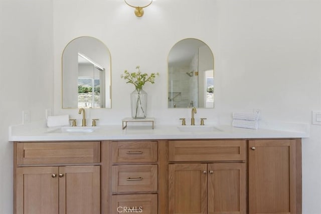 14080 Crestline Pl, Rancho Cucamonga, CA 91739 - bathroom with double vanity and a shower