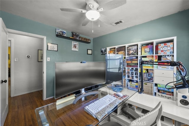 2184 S Towne Ave, Pomona, CA 91766 - home office featuring ceiling fan and wood finished floors