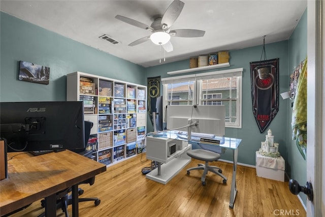 2184 S Towne Ave, Pomona, CA 91766 - home office featuring ceiling fan and wood finished floors