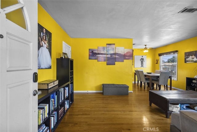 2184 S Towne Ave, Pomona, CA 91766 - living room with wood finished floors and a ceiling fan