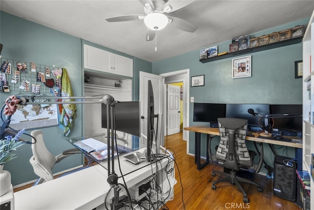 2184 S Towne Ave, Pomona, CA 91766 - home office with wood finished floors and ceiling fan