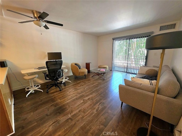 6815 Remmet Ave Unit 217, Canoga Park, CA 91303 - home office featuring wood finished floors and a ceiling fan