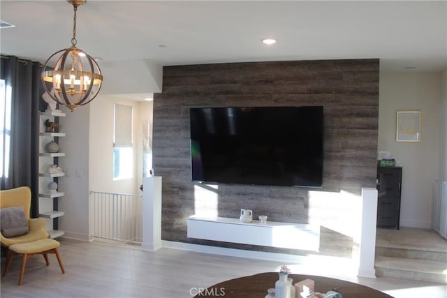 12801 N Watt Ln Unit A, Sylmar, CA 91342 - living room with a chandelier, light wood-style flooring, and recessed lighting