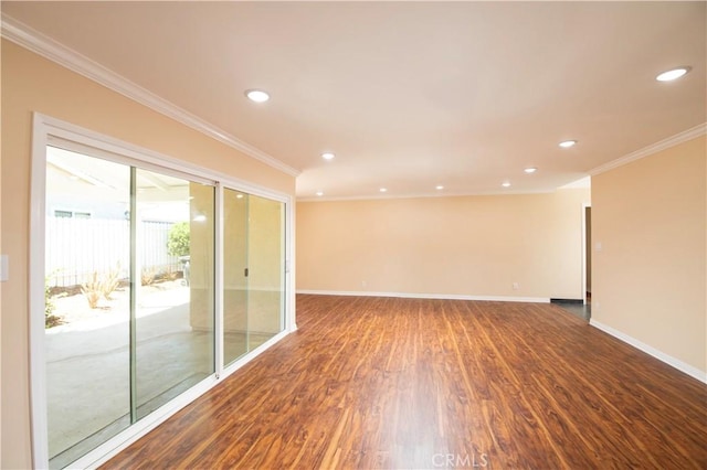 10345 Encino Ave, Granada Hills, CA 91344 - empty room featuring crown molding, wood finished floors, and recessed lighting