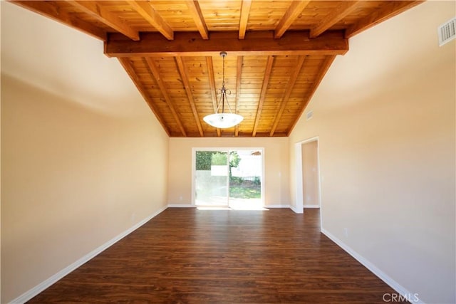 10345 Encino Ave, Granada Hills, CA 91344 - spare room featuring wooden ceiling and dark wood-style flooring